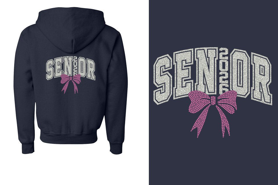 SENIOR 2026 glitter rhinestones Youth Unisex Zip Hoodie