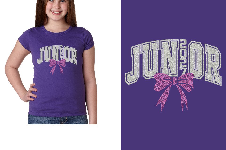 JUNIOR 2027 glitter rhinestones Girls' Princess T-Shirt