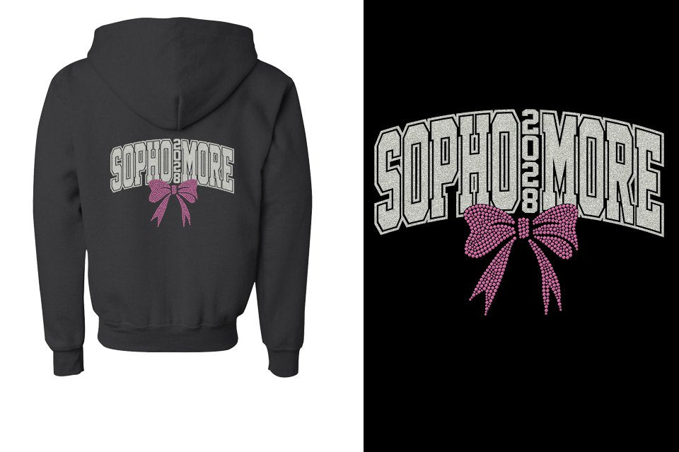 SOPHOMORE 2028 glitter rhinestones Youth Unisex Zip Hoodie