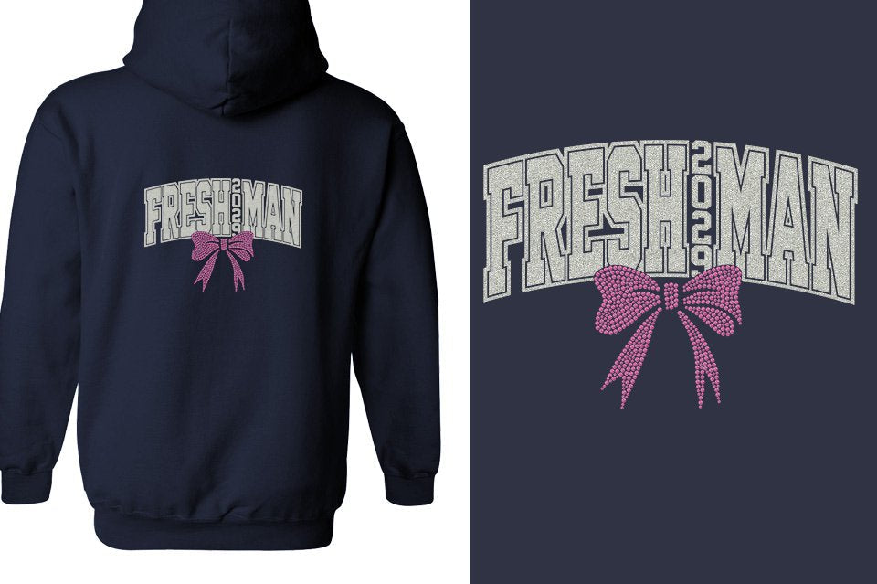 FRESHMAN 2029 glitter rhinestones Unisex Zip Hoodie
