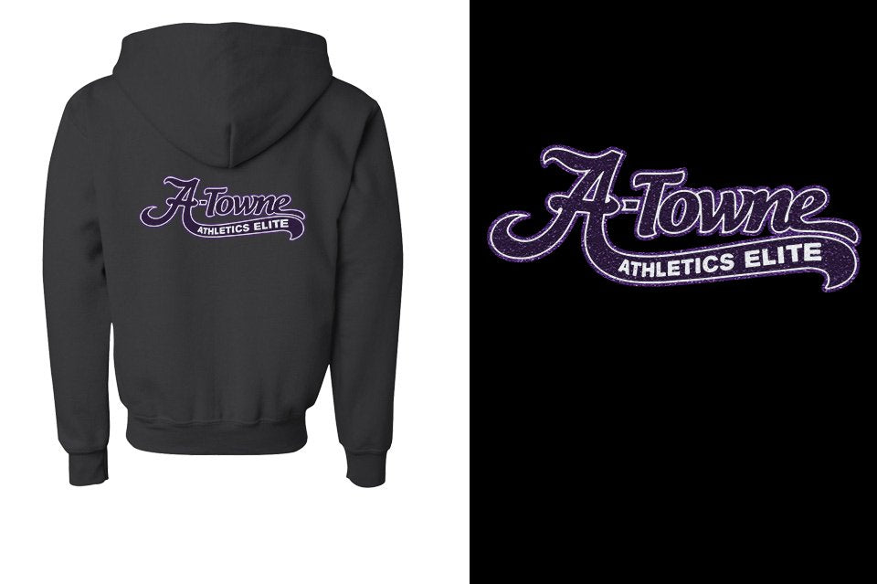 A-Towne Athletics Elite text with tail - glitter Youth Unisex Zip Hoodie