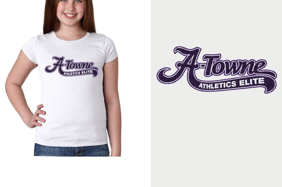 A-Towne Athletics Elite text with tail - glitter Girls' Princess T-Shirt