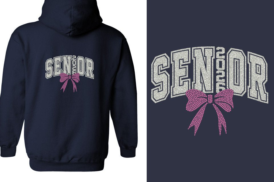 SENIOR 2026 glitter rhinestones Unisex Zip Hoodie
