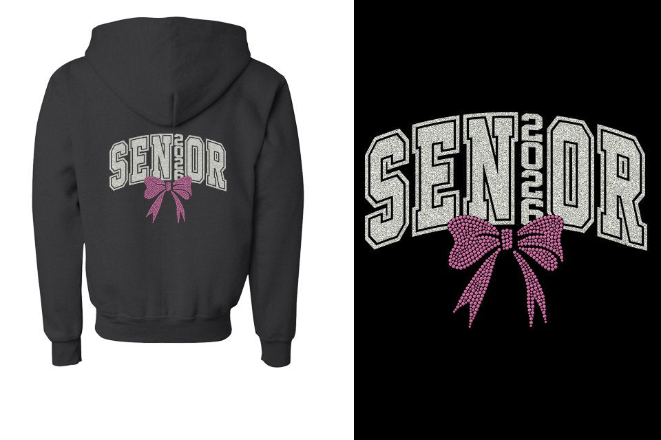 SENIOR 2026 glitter rhinestones Youth Unisex Zip Hoodie
