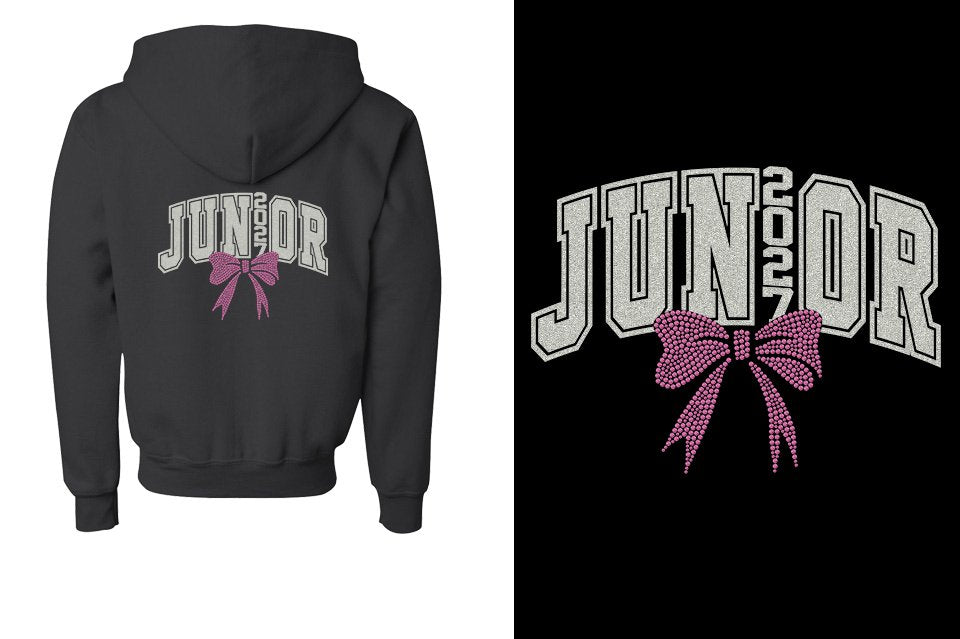 JUNIOR 2027 glitter rhinestones Youth Unisex Zip Hoodie