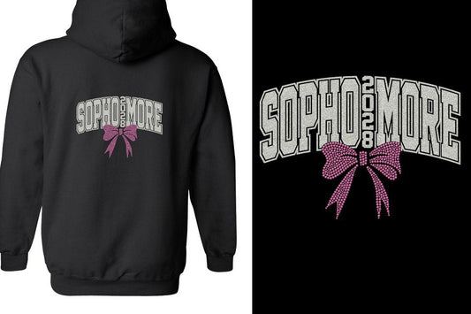 SOPHOMORE 2028 glitter rhinestones Unisex Zip Hoodie