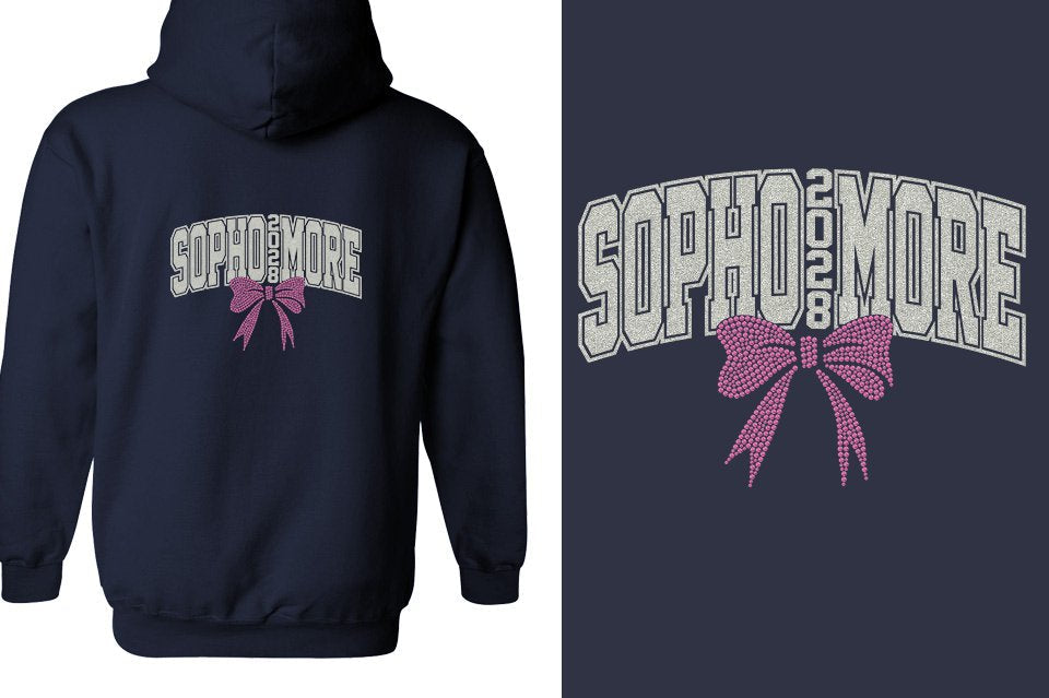 SOPHOMORE 2028 glitter rhinestones Unisex Zip Hoodie