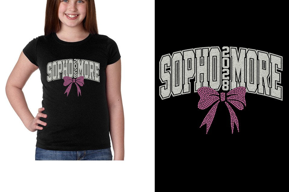 SOPHOMORE 2028 glitter rhinestones Girls' Princess T-Shirt