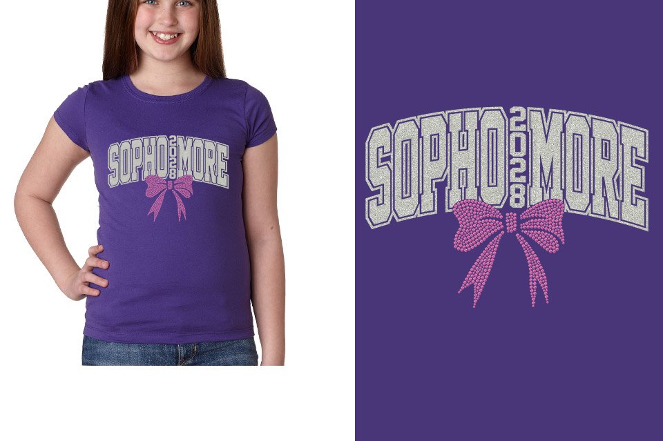 SOPHOMORE 2028 glitter rhinestones Girls' Princess T-Shirt