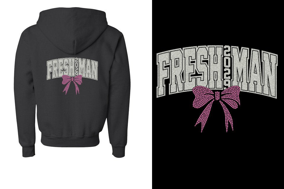 FRESHMAN 2029 glitter rhinestones Youth Unisex Zip Hoodie