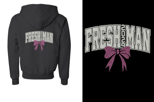 FRESHMAN 2029 glitter rhinestones Youth Unisex Zip Hoodie