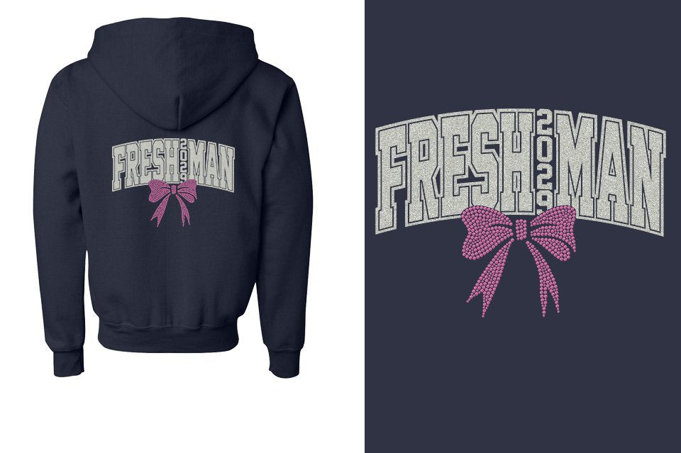 FRESHMAN 2029 glitter rhinestones Youth Unisex Zip Hoodie