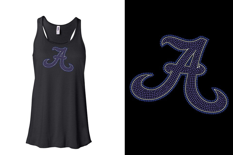 Rhinestones A Towne A logo - stones  Youth Flowy Racerback Tank
