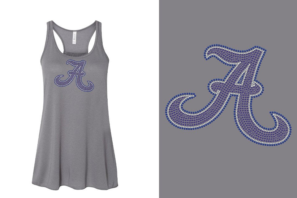 Rhinestones A Towne A logo - stones  Youth Flowy Racerback Tank