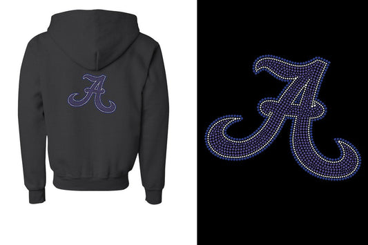 Rhinestones A Towne A logo - stones Youth Unisex Zip Hoodie