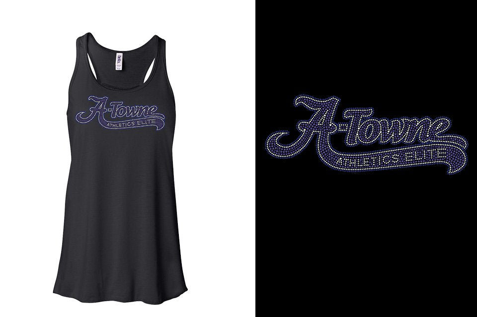 Rhinestones A Towne Athletics Elite with tail - stones Youth Flowy Racerback Tank
