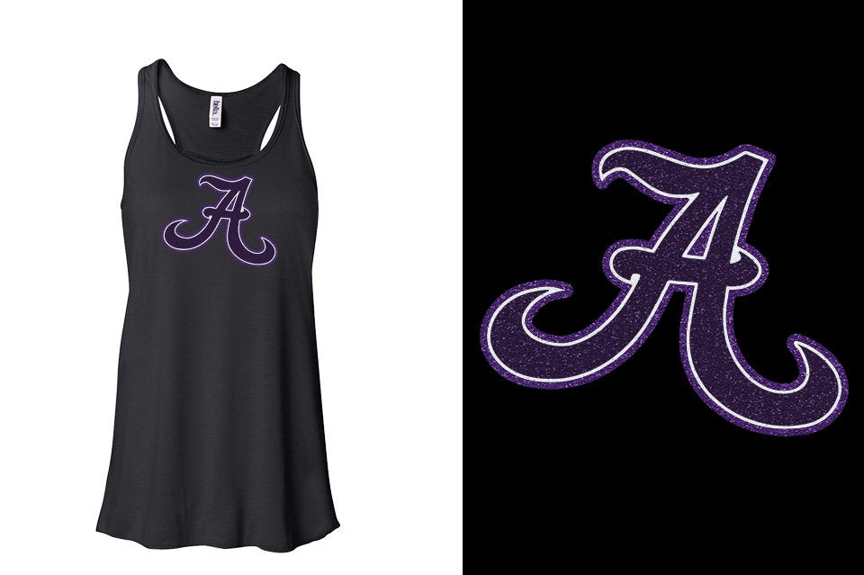 A Towne A logo - glitter Youth Flowy Racerback Tank