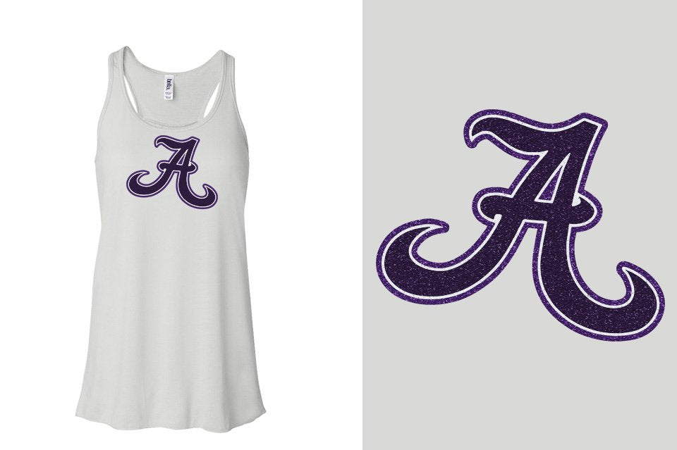 A Towne A logo - glitter Youth Flowy Racerback Tank
