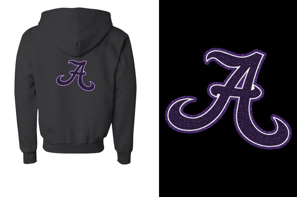 A Towne A logo - glitter Youth Unisex Zip Hoodie