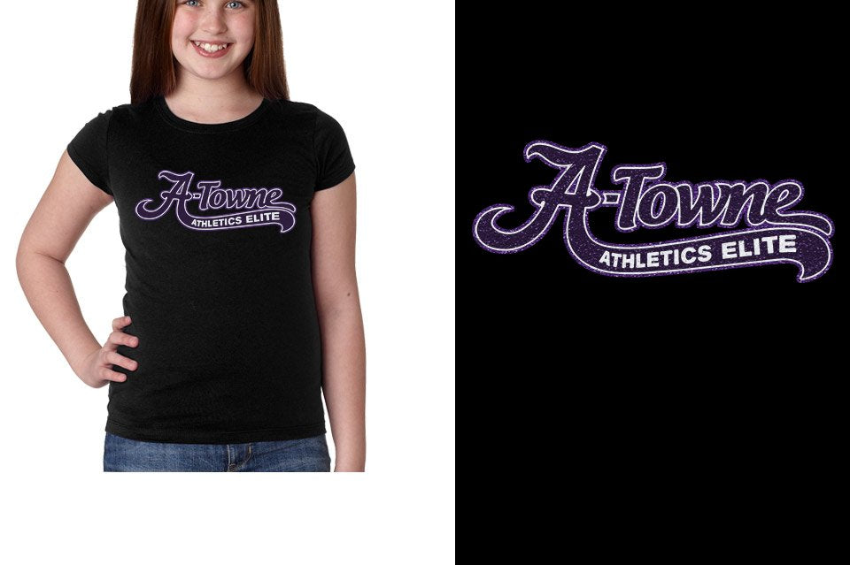 A-Towne Athletics Elite text with tail - glitter Girls' Princess T-Shirt