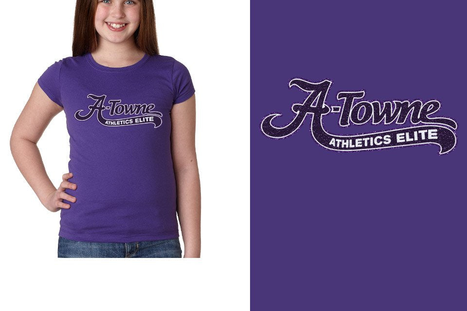 A-Towne Athletics Elite text with tail - glitter Girls' Princess T-Shirt